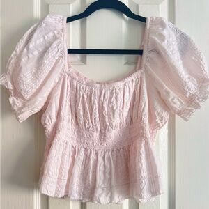 Aritzia Light Pink Puff Sleeve Blouse